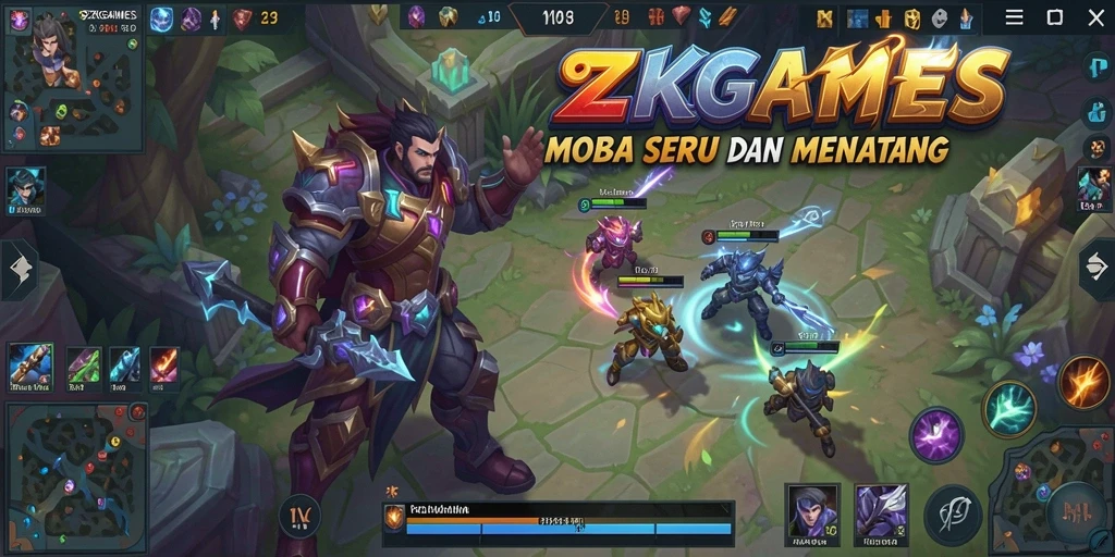 Tampilan gameplay 9ZKGAMES dengan aksi seru di arena.