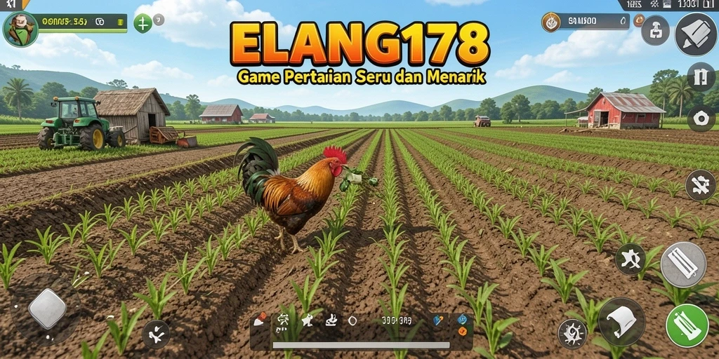 Tampilan gameplay ELANG178 yang menampilkan ladang hijau subur.