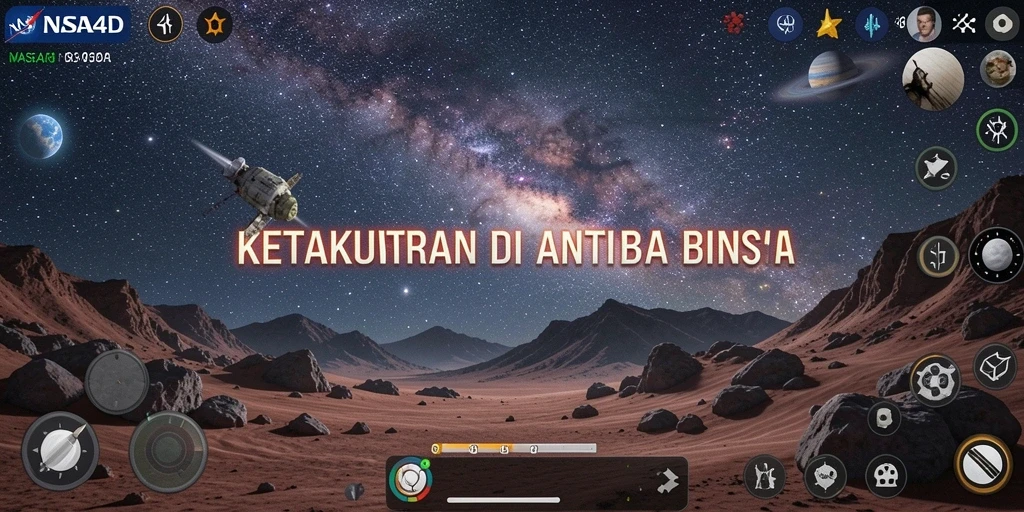 Tampilan gameplay menegangkan di luar angkasa di NASA4D.