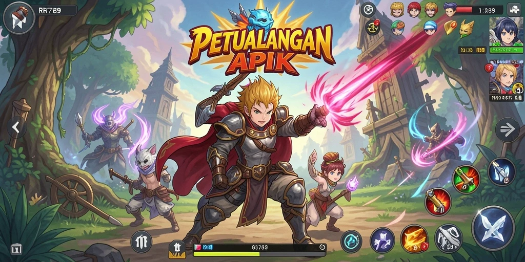 Screenshot permainan RR789 menampilkan pertarungan karakter Anime yang epik.