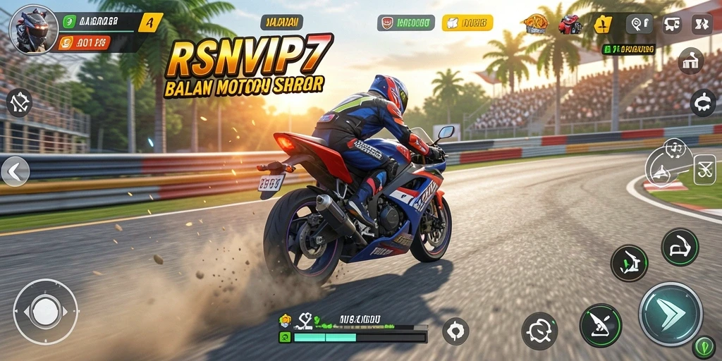 Screenshot gameplay menunjukkan balapan motor yang seru dan mendebarkan.