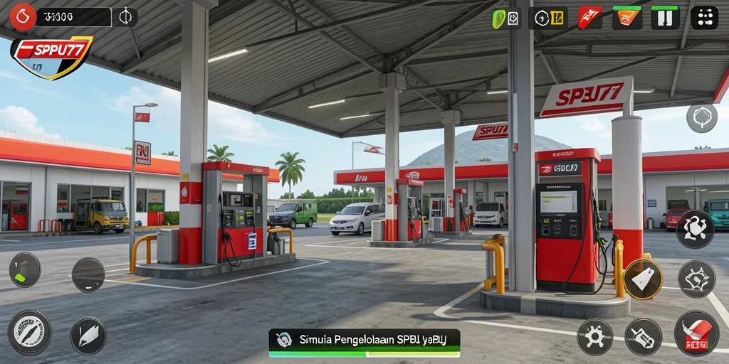 Tampilan gameplay SPBU77 yang menarik dan realistis.