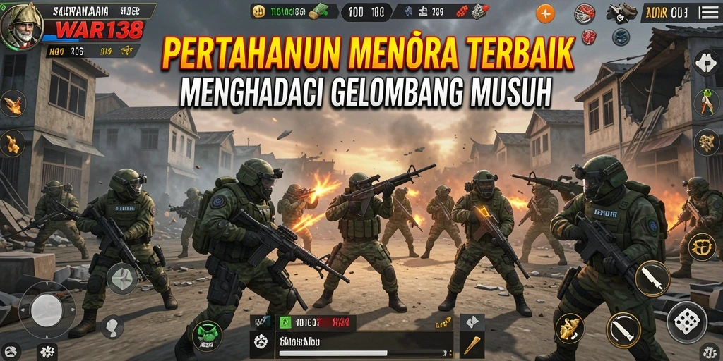 Tampilan gameplay menegangkan dalam permainan Tower Defense yang menarik.