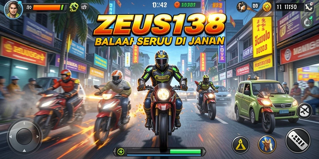 Tampilan gameplay ZEUS138 dengan aksi balapan yang mendebarkan.