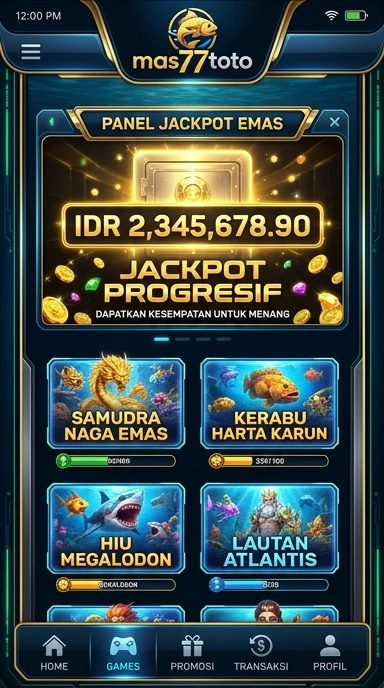 Tampilan utama aplikasi mas77toto dengan berbagai pilihan aplikasi.